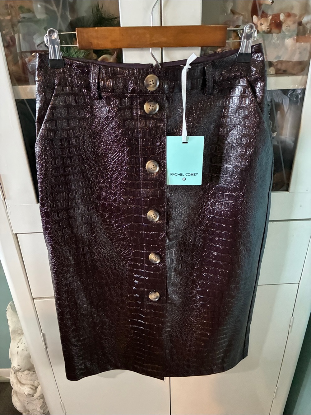Rachel Comey Faux Croc Button-Front Pencil Skirt nwt sz 4